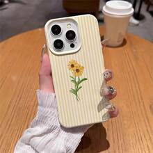 1 buah Casing Ponsel Bahan TPU Motif Bunga Matahari Kecil Bergaris Kuning Kompatibel dengan iPhone 17 Pro Max/17/16 Pro Max/15/13/12/11/ S20 FE/A15/S24/A55/ Note 11/Note 12/Note 13 Pro Pelindung Ponsel Soft Shell Anti-Jatuh Cakupan Penuh - Putih - View 4