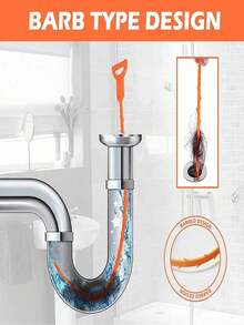 2/6pcs Drain Clog Remover, ABS Plastic Hair Clog Removal Tool, Suitable For Bathroom Sink, Bathtub, Shower, Pipe Drain - Orange - View 4