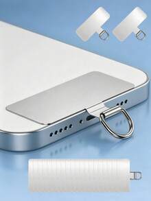 20Pcs Universal Phone Lanyard Clips,Anti-Loss Phone Lanyard Patches,Ultra-Thin Phone Tether Patch Connectors With D-Ring,Suitable For All Phone Cases - Silver - View 2