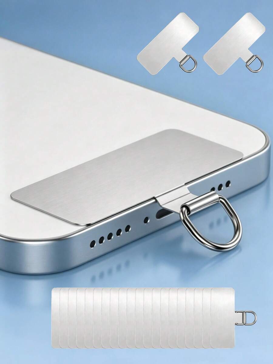 20Pcs Universal Phone Lanyard Clips,Anti-Loss Phone Lanyard Patches,Ultra-Thin Phone Tether Patch Connectors With D-Ring,Suitable For All Phone Cases