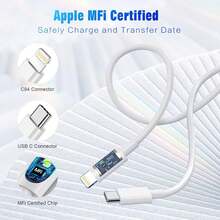 13pcs PD Data Cable USB-C To Lightning Fast Charging & Data Transfer Cable 3.3ft/6.6ft Compatible With IPhone 14 Pro Max/14 Pro/14 Plus/14/13/12/11/XS/XR/8/7/6/ Series Phone Laptop Charging Cable - White - View 4