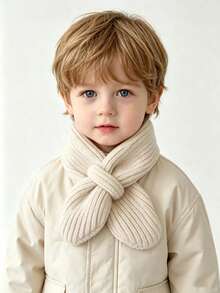 Baby Winter Solid Color Versatile Knitted Hooded Scarf - Fashionable Soft Wool Scarf, Suitable For Outdoor Use - Multicolor - View 6