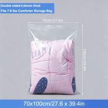 5件大號透明收納袋，適用於被褥衣物，0.1-0.14mm厚，防水防潮可重複使用搬家包裝袋 - 查看 16
