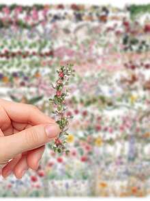 56PCS,Strip Flowers Transparent Stickers,PET Material,Creative And Aesthetic Design Sticker,Suitable For Mobile Phone Cases, Tablets, Laptops, Suitcases, Cars, Notebooks, Helmet, Guitar, Skateboard, Storage Box,Computer - 56 Pieces - View 10