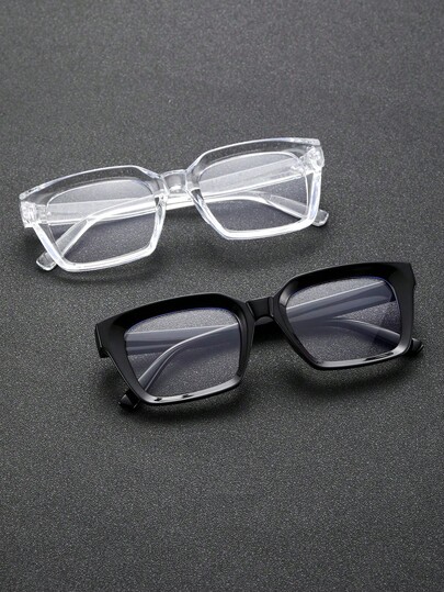 2pcs/1pc Square Frame Clear Light Black Glasses For Reading Daily Life Eye Protection Clothing Accessories Clear Glasses Accessories