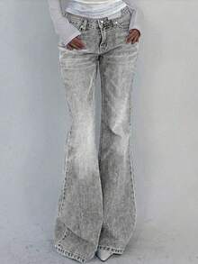 Teen GirlSlim High-Waisted Jeans - Light Grey - View 6