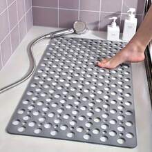 1pc Bathroom Mat With Suction Cup, Shower Blanket, Shower Mat With Circular Hole Design, Bathroom Massage Ring, Quick Drainage, Suitable For Shower Rooms, Bathroom Decor,Hotel Bathrooms, Toilets, Bathtubs, Bathroom Accessories,Halloween Gifts - 灰色 - 查看 9