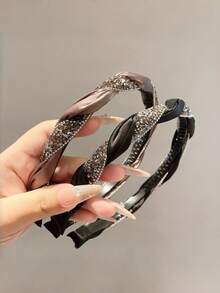 1 Piece Of Retro French Rhinestone Black Hair Headband With High-End And Versatile Hair Styling, Suitable For Daily Halloween And Christmas Outings - Multicolor - View 6