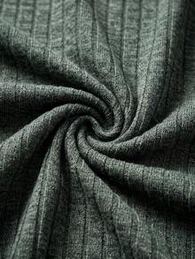 GRDR Fine Textured Vertical Ribbed Crew Neck Simple Basic Solid Color Men's Daily Casual Sports Long Sleeve Pullover Top - Green - View 9