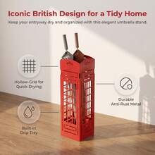 2pcs Umbrella Bucket Home Living Room Telephone Booth Commercial Umbrella Rack Hotel Lobby Entrance Umbrella Storage Bucket Style Raingear - Red - View 2