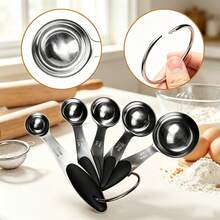 Black Silicone Handle Measuring Cup And Spoon With Clear Markings, Suitable For Dry Or Liquid Ingredients, Cooking Accessories, Baking Essentials, Modern Kitchen Tools, Kitchen Utensils, High-Quality Spoon, Dry Ingredient Spoon - Black - View 9