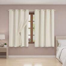 Cortina Blackout para Sala 2,00x1,40m PVC com Tecido Voil Liso DECORAÇÃO -M2 - Bege - Visão 1