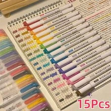 15件螢光螢光筆套裝，不滲色、不暈染，適用於日記、課堂筆記、重點標記，理想的復活節禮物，適用於學校與辦公用品 - 838螢光筆 - 查看 15