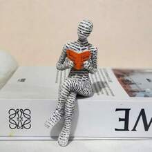 1pc Resin Reading Figurine Home Decor Ornament, Reading Style, Home Decoration Accessory, Best Choice, Autumn Decor, Room Decoration - Multicolor - View 13