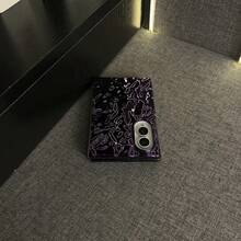 Luxury Minimalist Deep Purple Electroplated Wrinkled Phone Case, Compatible With Samsung Galaxy Z Fold 8 Wide Zfold8 Fold8 Protective Shell, Compatible With IPhone Duo Phone Case - Purple - View 6