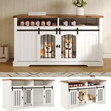 Dog Crate, Indoor Dog Crate Cabinet, With Sliding Door & Lock - 白色 - 查看 4