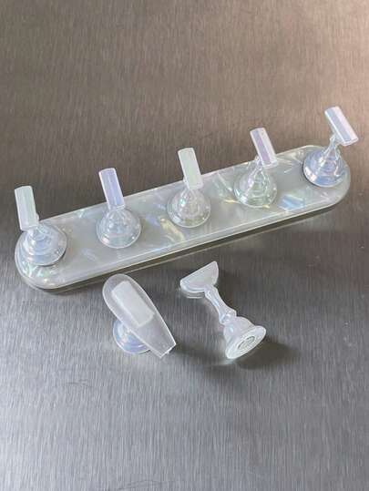 Accesorios de decoración de arte de uñas 3D, nueva tabla de acetato transfronteriza con base transparente de color moca, blanco iridiscente y concha, con 5 piezas de ajedrez, soporte para práctica de uñas portátil, 1 set, accesorios DIY de arte de uñas coreano/japonés, accesorios de fotografía, soporte de práctica con separador de dedos magnético efecto ojo de gato