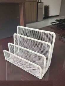 1pc Multifunctional Metal Mesh Desktop Organizer With Bookshelf, Space-Saving Freestanding Storage Rack, Stationery Storage, File Storage, Suitable For Home Office, Teachers And Artists, Ideal Home And Office Decor - Multicolor - View 9