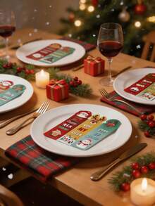 10pcs/Set Christmas-Themed Paper Label Cards, Featuring Santa Claus, Reindeer, Bows, Christmas Trees, Snowflake Lights, Christmas Decoration Cards, Christmas Bookmarks, Perfect For DIY Label Bookmarks, Christmas Gifts, And Presents. - Multicolor - View 5