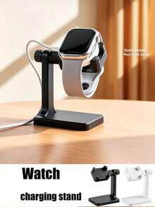 2pcs Adjustable Smart Watch Charging Stand, Universal Rotating Watch Charger Base, Smart Watch Desktop Storage Rack, Black & White 2 Colors Available - Multicolor - View 2