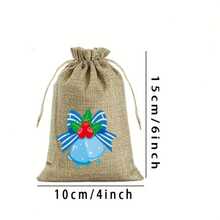 1/10/15/30pcs Linen Drawstring Bags With Blue & White Christmas Patterns - Reusable Suitable For Gift Wrapping, Storage, Fireplace Hanging Decorations, Party Favors, New Year Gifts - Multi- For, Events, Gift Wrap Storage - Multicolor - View 3
