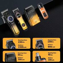 HIENA 4-In-1 Professional Men's Hair Clipper Trimmer Set LCD Digital Display Wireless Hair Clipper Trimmer Shaver Nose Hair Trimmer Men's Grooming Tool Gift Set - View 7