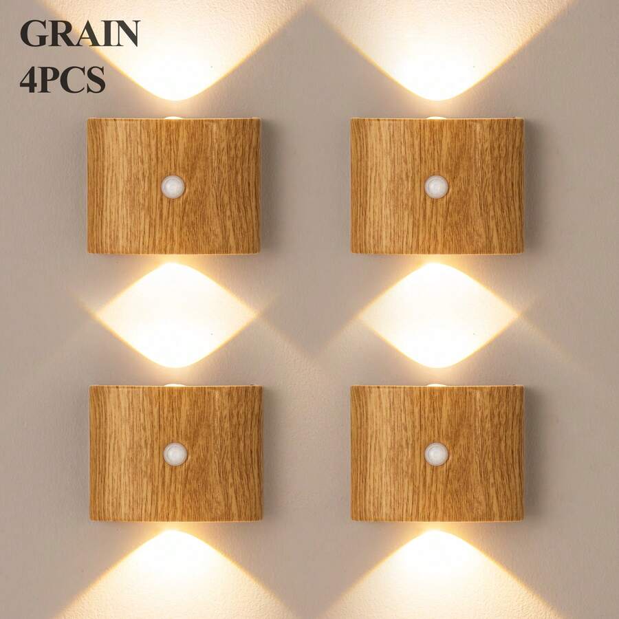 1/2/4pcs Dual-Head LED Motion Sensor Wall Light, Smart LED Night Light, Indoor Magnetic Sensor Wall Light, Battery Powered, Adjustable Color Temperature And Brightness, Suitable For Hallway, Bathroom, Bedroom, Home Decor - Multicolor - View 1