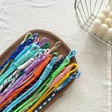 6/12/30/50/100pcs Handmade Women's Keychain Pendant Set, Colorful Fashion Nylon Rope Bag Charm Phone Chain Woven Knot Decoration - Multicolor - View 3