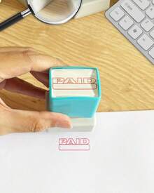 WAFJAMF Paid Pre Inked Rubber Office Message Stamp For Business Use | Refillable Direct-Press Stamper Delivering Crisp Impressions For Invoices - ColorH - View 5