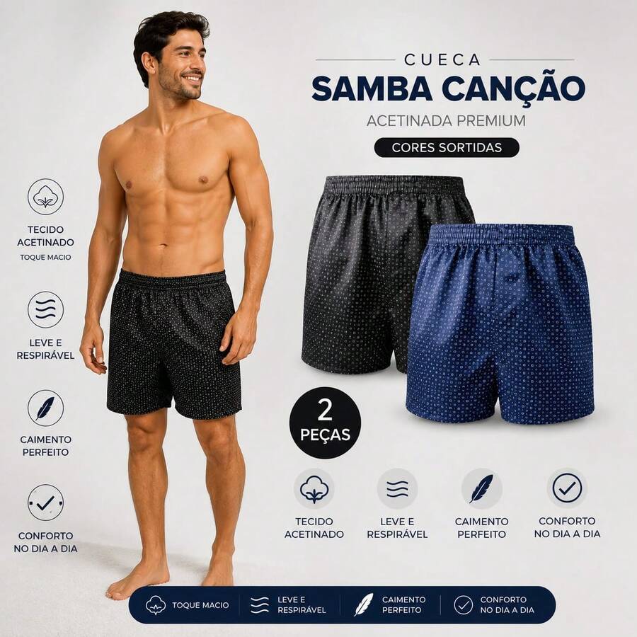 KIT 2 SAMBA CANCAO CETIM CORES SORTIDAS - Multicolorido - Visão 1