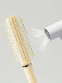 4pcs Cream Yellow Comb Set, Straight Comb, Cushion Brush, Curling Comb And Spiral Comb, Suitable For All Hair Types, Gift - Yellow - View 3