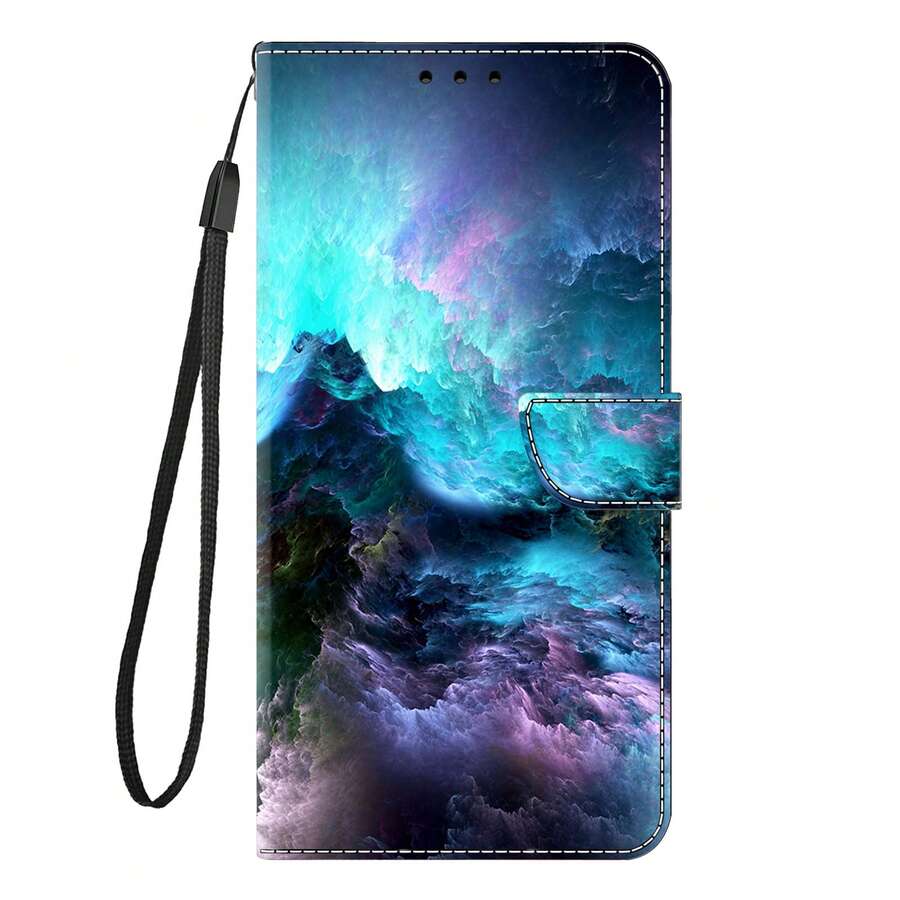 GLANDOTU Aurora Cloud PU皮革翻蓋式手機殼,附支架,防震保護殼,兼容多個品牌與機型 - 彩色 - 查看 1