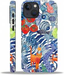 Case For  13  14,Leopard Cherry Shell Aesthetics For Woman Men Full Body Protective Cover Shockproof 2 In 1 Silicone + Hard PC Design Case - 白色 - 查看 1