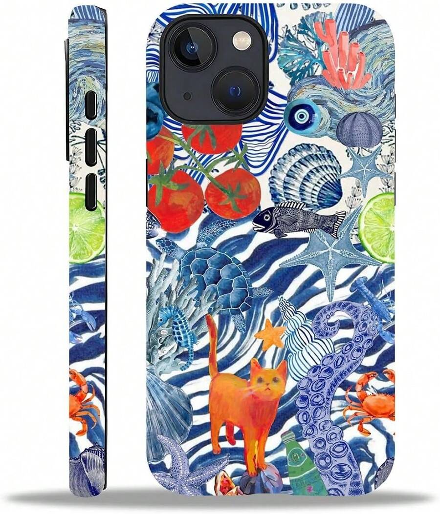 Case For 13 14,Leopard Cherry Shell Aesthetics For Woman Men Full Body Protective Cover Shockproof 2 In 1 Silicone + Hard PC Design Case - 白色 - 查看 1