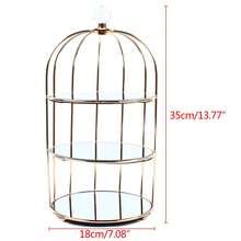 OUKANING Gold 3-Tier Birdcage Makeup Organizer Tray, Iron Crystal Half Open Cosmetic Jewelry Storage Display Rack For Dresser Tabletop Decor - Gold - View 4