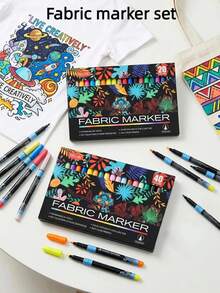 20/40 Colors Fabric Markers, Fine Tip Fabric Painting Pens, Washable Non-Bleeding T-Shirt Painting Pens, Canvas DIY Hand-Drawn Pens, Back To School Halloween Arts And Crafts Supplies - Fabric Marker - View 1