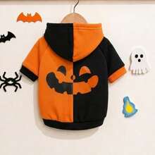 LUCKIE PAL 1pc Halloween Cute Pumpkin Expression Funny Pattern Pet Sweatshirt, Suitable For Chihuahua Small Dogs, Physical Flea Protection, Reduces Shedding, Insulated And Breathable, Dog Clothing For Cats And Dogs, Indoor And Outdoor - Multicolor - View 7