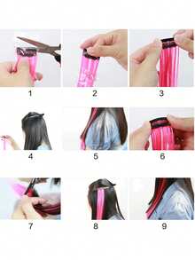 18 Inch 45 Cm Feather Hair Extensions Invisible Hair Extensions Wig Highlights Hair Clip Hair Extensions Even Black Striped Texture Gothic Style Multi-Color Festive Color Suitable For Beginners Easy To Wear And Beautiful Women'S - Multicolor - View 10