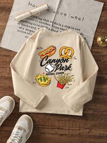 3Pcs Little Boys Casual Long Sleeve T-Shirts, Cute Breakfast Fast Food Cartoon Back Print Everyday Basic Tops - Multicolor - View 4