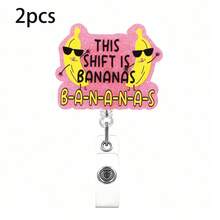 1/2pcs Banana Retractable Badge Holder, Easy Pull Retractable ID Card Clip, Medical Nurse Badge Holder - Multicolor - View 10