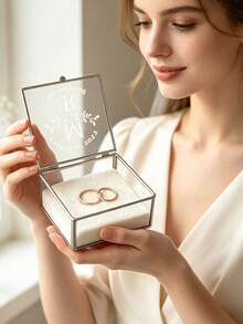 Customized Ring Box, Personalized Wedding Ring Box, Wedding And Engagement Ring Box, Geometric Ring Box, Ring Box Gift, Multi-Functional, Exquisitely Decorated, Fashionable, Suitable For Anniversary - Multicolor - View 3