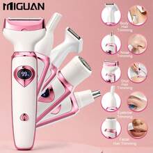 Barbeador Elétrico Feminino, Conjunto de Aparador Recarregável, Barbeador Elétrico Feminino Adequado para Rosto, Nariz, Pernas e Axilas, Aparador de Maiô Bikini Feminino para Uso a Seco e Úmido Indolor, Barbeador Portátil Recarregável, Capacidade da Bateria 500mAh - Visão 3