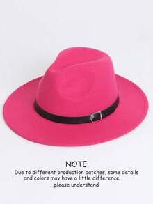 1pc Women's Flat Brim Hat, Polyester Fiber, Decorated With Faux Leather Belt Hatband, Solid Color Versatile, Casual Minimalist - MM2186 - View 17