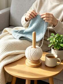 Wooden Yarn Holder, Detachable Yarn Winder, Rotating Yarn Spool Rack, Desktop Yarn Storage Organizer Stand, Wooden Yarn Rack, Desktop Yarn Storage Rack, Tabletop Knitting Tools, Multi-Functional Rotating Wooden Yarn Spool, Crochet Yarn Spool Rack, Bamboo Wooden Knitting Yarn Spool Rack, DIY Yarn Spool Knitting Tools, Ergonomic Design, Desktop Tangle-Free Yarn Storage Tool, Knitting Accessories And Supplies, Suitable For Hand Knitting And Winding, Home DIY Knitting Tools, Yarn Storage - Multicolor - View 3