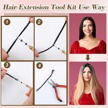 Perlengkapan Alat Ekstensi Rambut, Tang Ekstensi Rambut, Benang Jahit dan Set Jarum C/J/I, Cocok untuk Pembuatan Wig DIY, Penata Rambut Profesional dan Pemula yang Menggunakan Alat Jahit Ekstensi Rambut - View 8