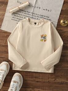 3Pcs Little Boys Casual Long Sleeve T-Shirts, Cute Breakfast Fast Food Cartoon Back Print Everyday Basic Tops - Multicolor - View 5