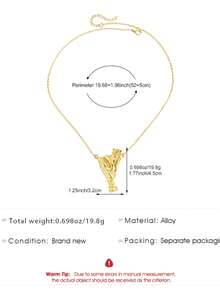 1pc New Versatile Design Bouquet Necklace, Can Be Worn With Flowers, Exquisite Highly Attractive Creative Fashion Niche Unique Design, Jewelry Women's Accessory, Suitable For Daily Wear (Necklace Only, No Flowers) - Yellow Gold - View 7