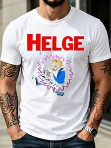 Camiseta de Retrato de Celebridad para Hombre H-elge S-chneider - Camiseta de Manga Corta con Cuello Redondo y Estampado de Artista H-elge & S-chneider, Tela Premium Adecuada para Fanáticos - Blanco - Ver 1