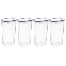 29.7cm Clear Plastic Rectangular Storage Container, Airtight Food Canister For Kitchen Pantry Organization, 2.8L Capacity - Black - View 3