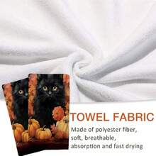 2/4/48pcs Autumn Series Dark Night Black Cat & Pumpkin Pattern Printed Kitchen Towels - Super Soft, Highly Absorbent Polyester Tableware And Hand Towels, Perfect For Holiday Decor, Kitchen Decor, Party Decor - Multicolor - View 6